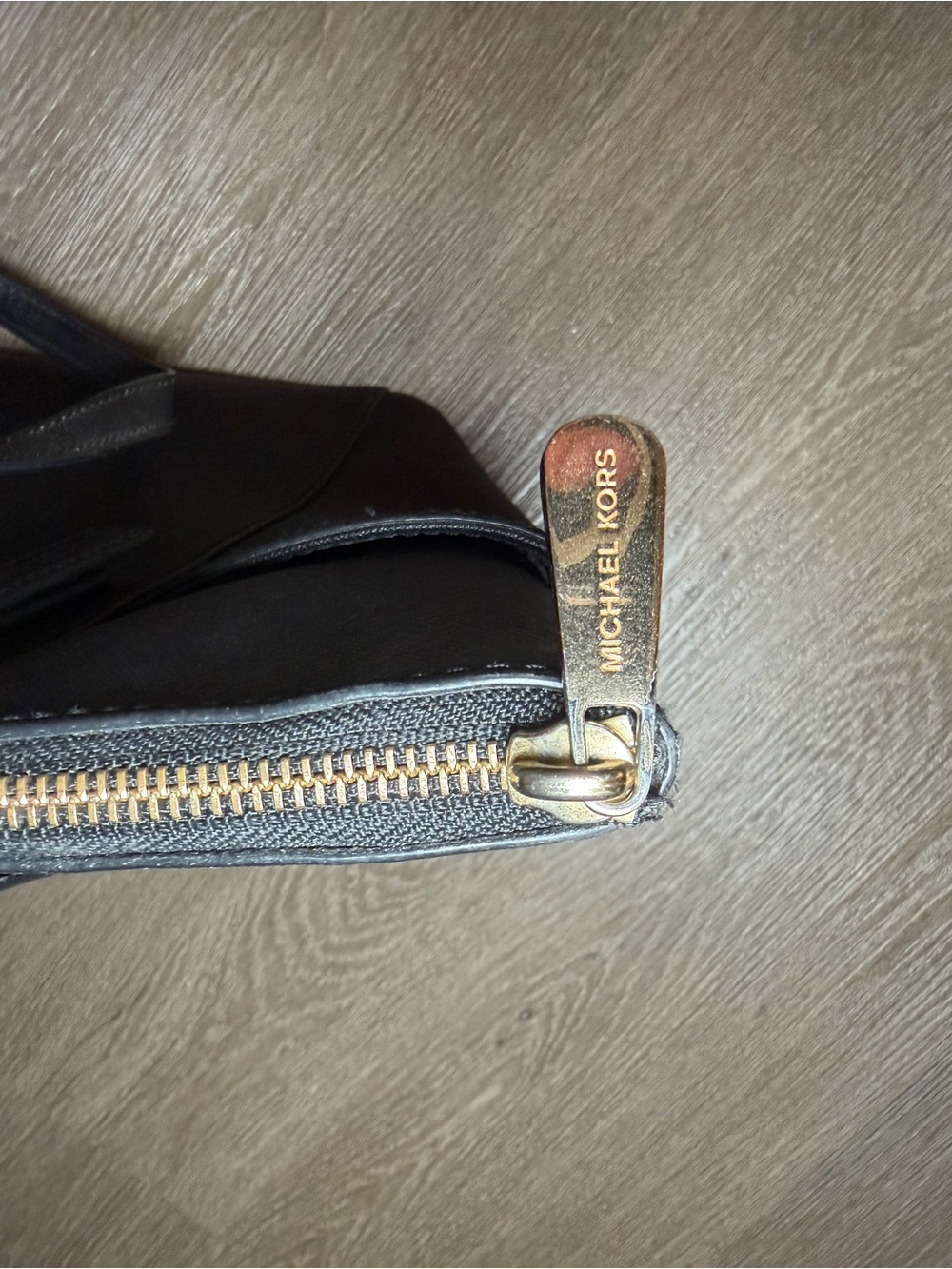 Michael Kors Black Saffiano Leather Shoulder Tote with Gold Hardware - Picture 7 of 8